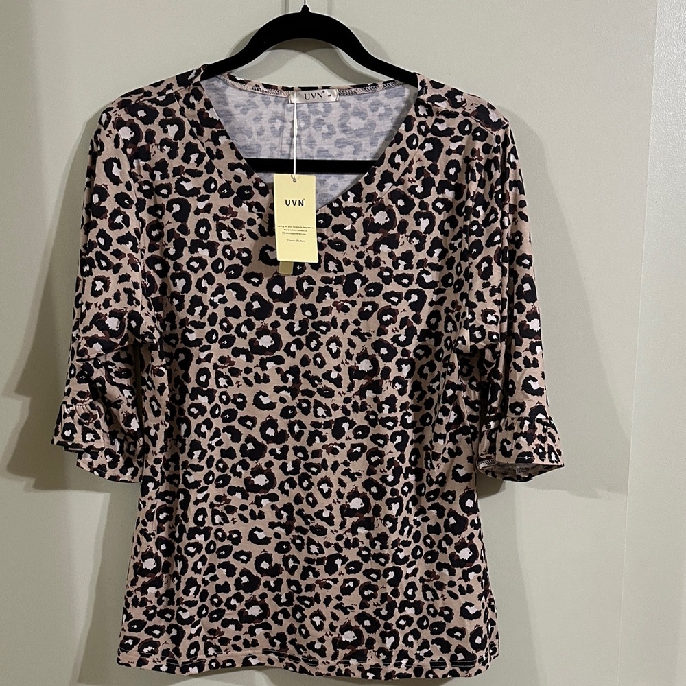 Leopard Print Blouse - Brown